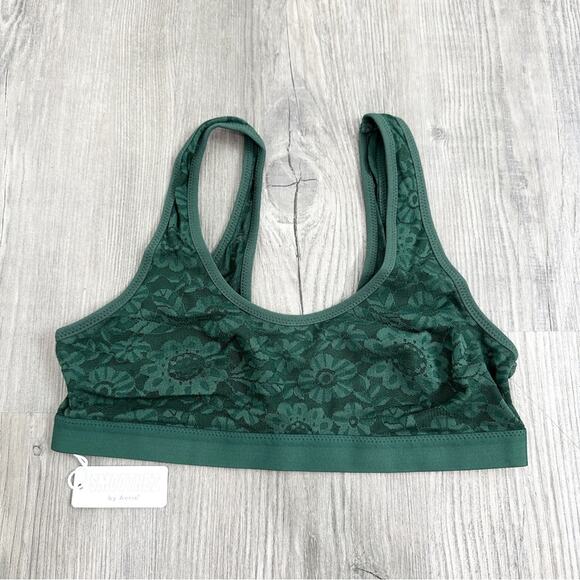 SMOOTHEZ Lace Plunging Neck Bralette Forest Green NWT size small - Picture 2 of 6